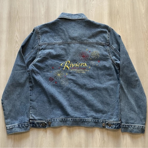 Vintage 90s Riviera Casino Las Vegas Denim Trucker Jean Jacket
Mens Medium - Picture 3 of 8